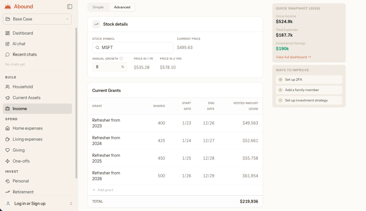 Equity — Advanced view