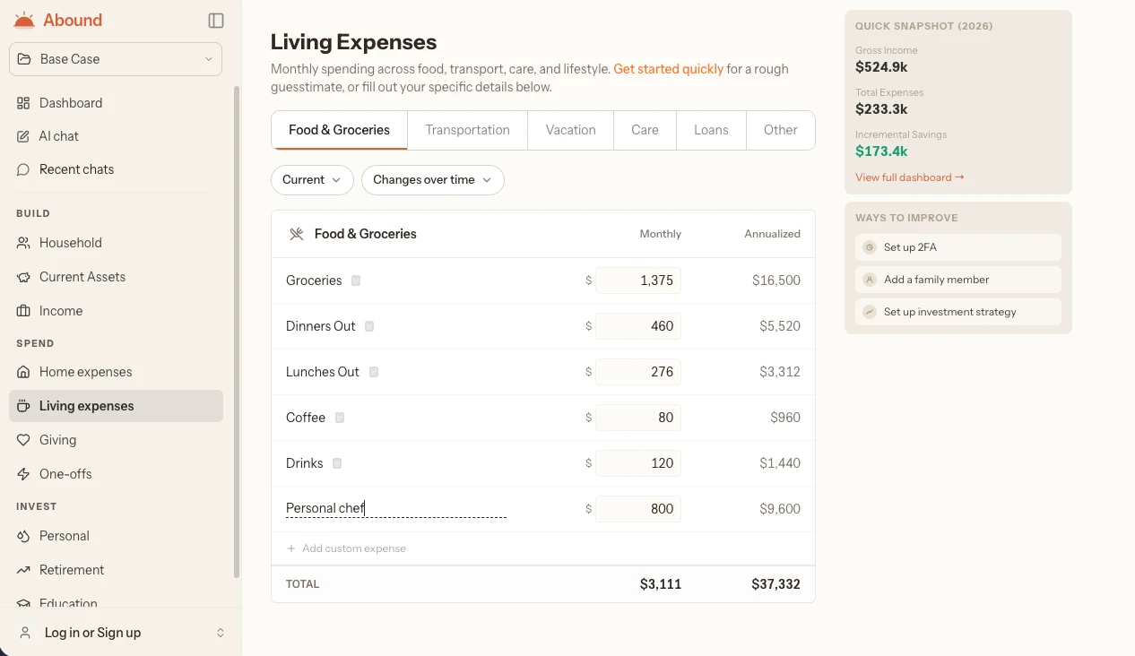 Expenses — Advanced view