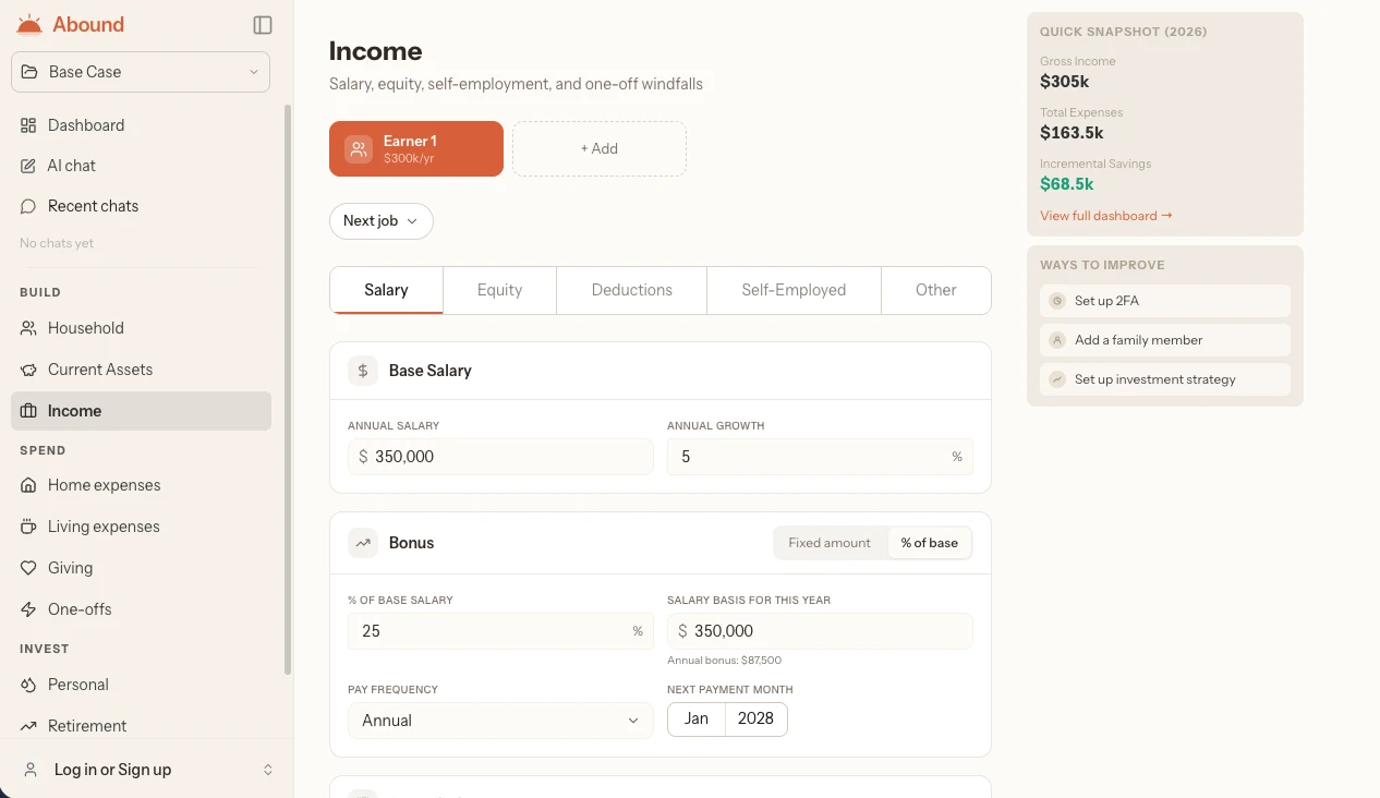 Income — Advanced view
